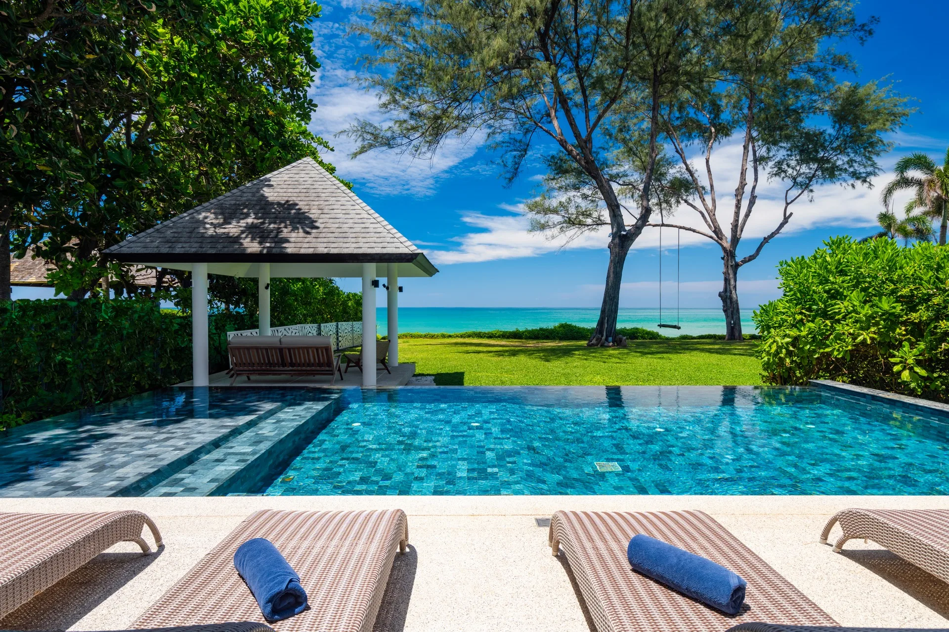 Luxury Natai Beach villa with infinity pool overlooking the Andaman Sea.
