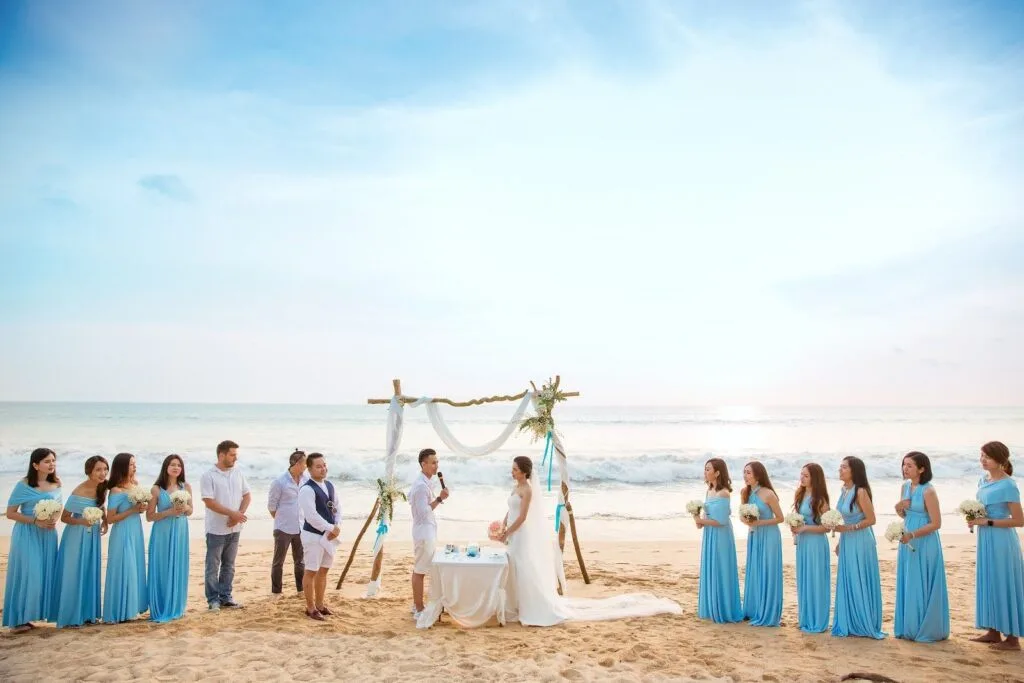 Two Villas, One Estate: A combined 10-Bedroom Private Estate near Phuket for Large Groups | Twin Villas Natai Beach wedding ceremony at Twin Villas Natai on Natai Beach — private estate Natai, 10 bedroom villa Phuket for weddings.