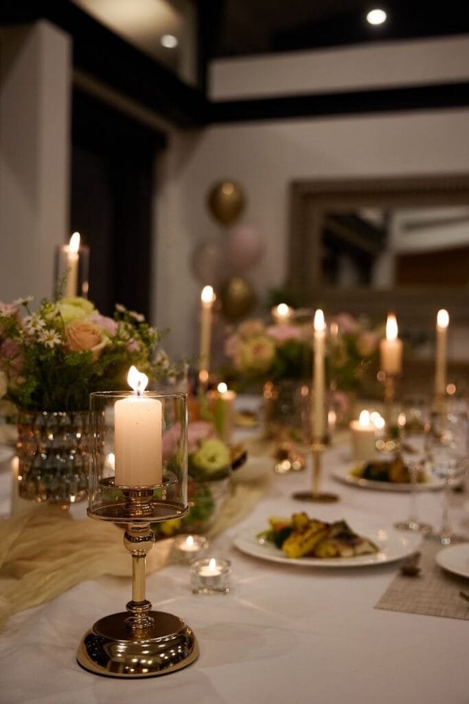Elegant wedding dining table arranged at Twin Villas Natai overlooking the Andaman Sea